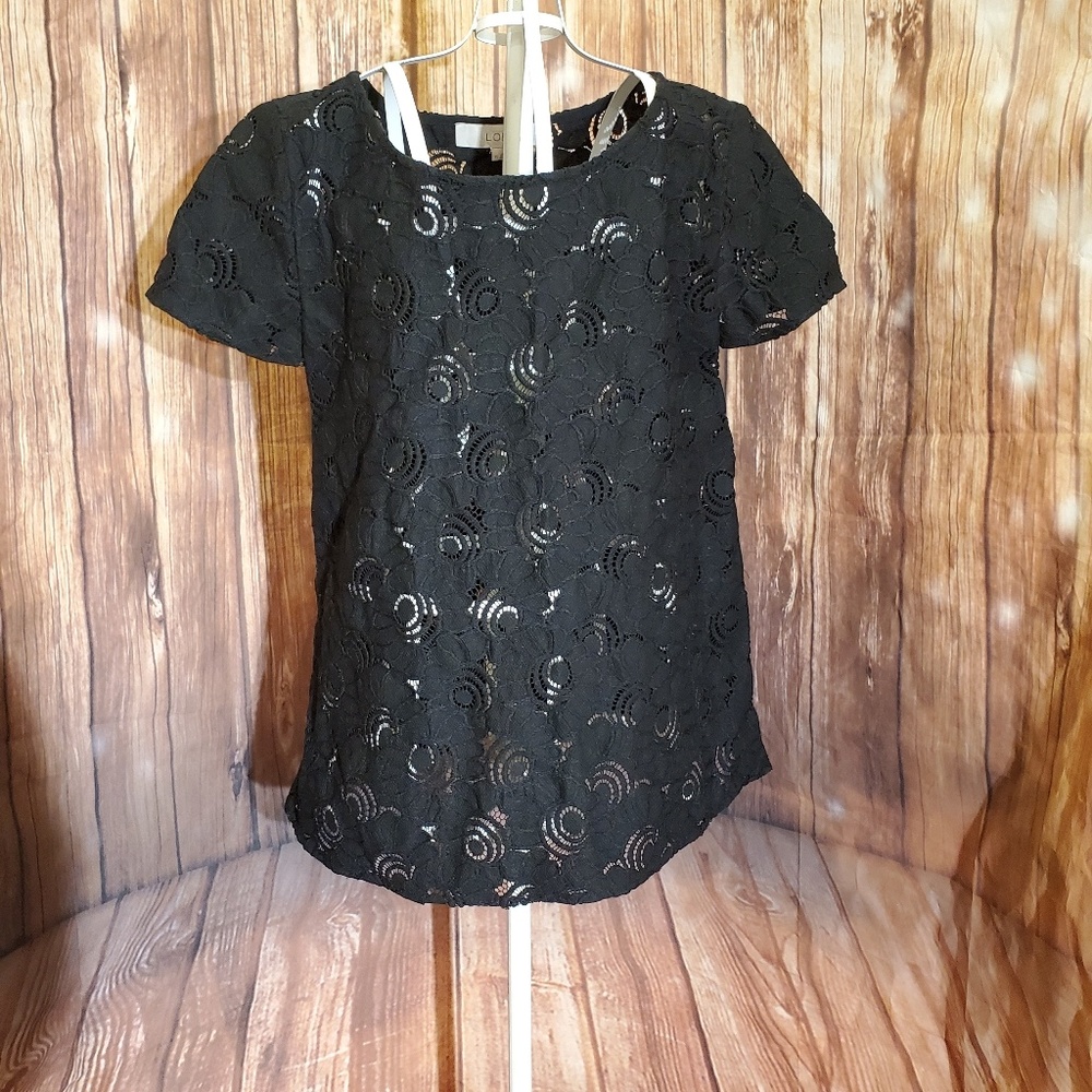 Ann Taylor Loft Black Floral Blouse Sz XS  3/$15
